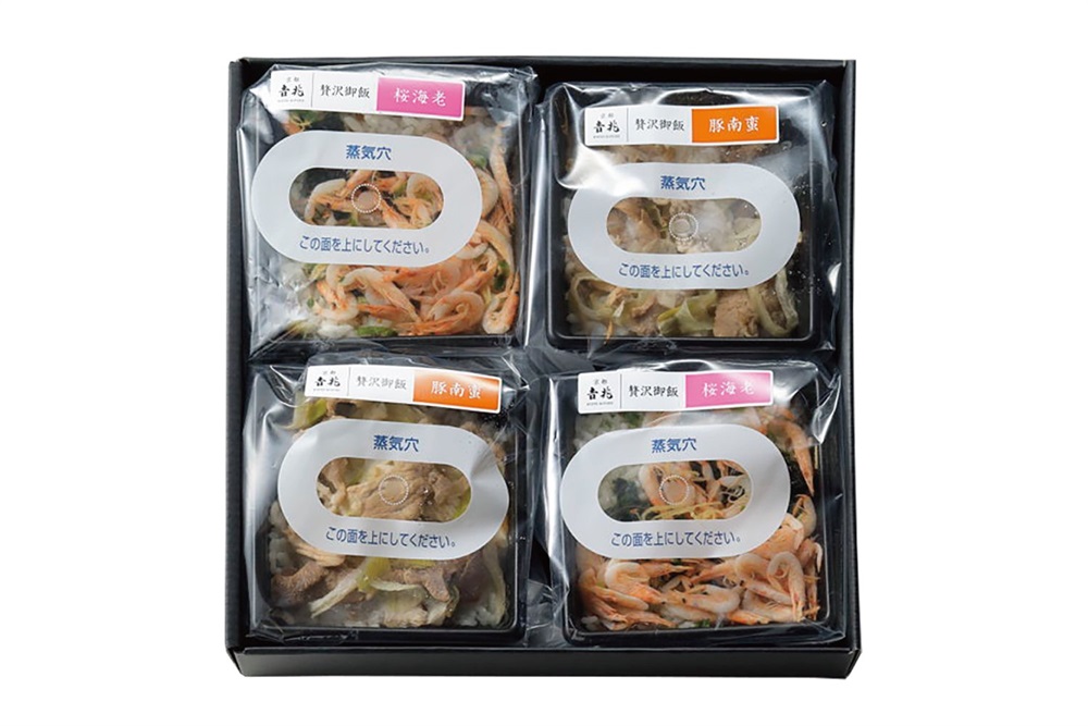 京都吉兆の贈りもの 贅沢御飯 4種8個（鰻・湯葉・桜海老・豚）