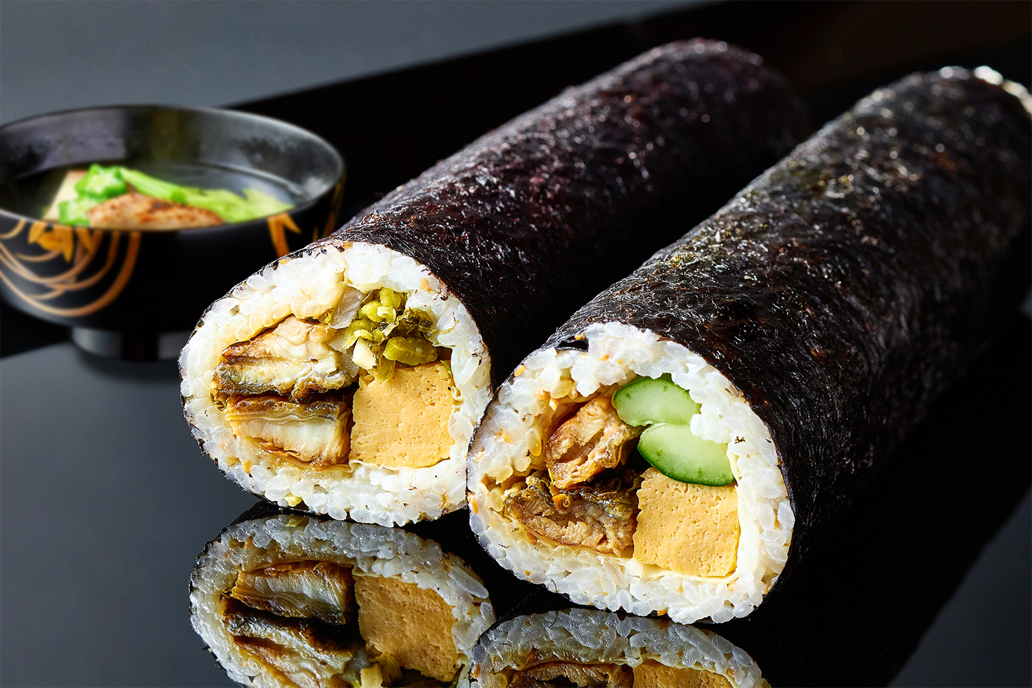 期間限定｜うな玉巻２種と焼肝沢煮椀